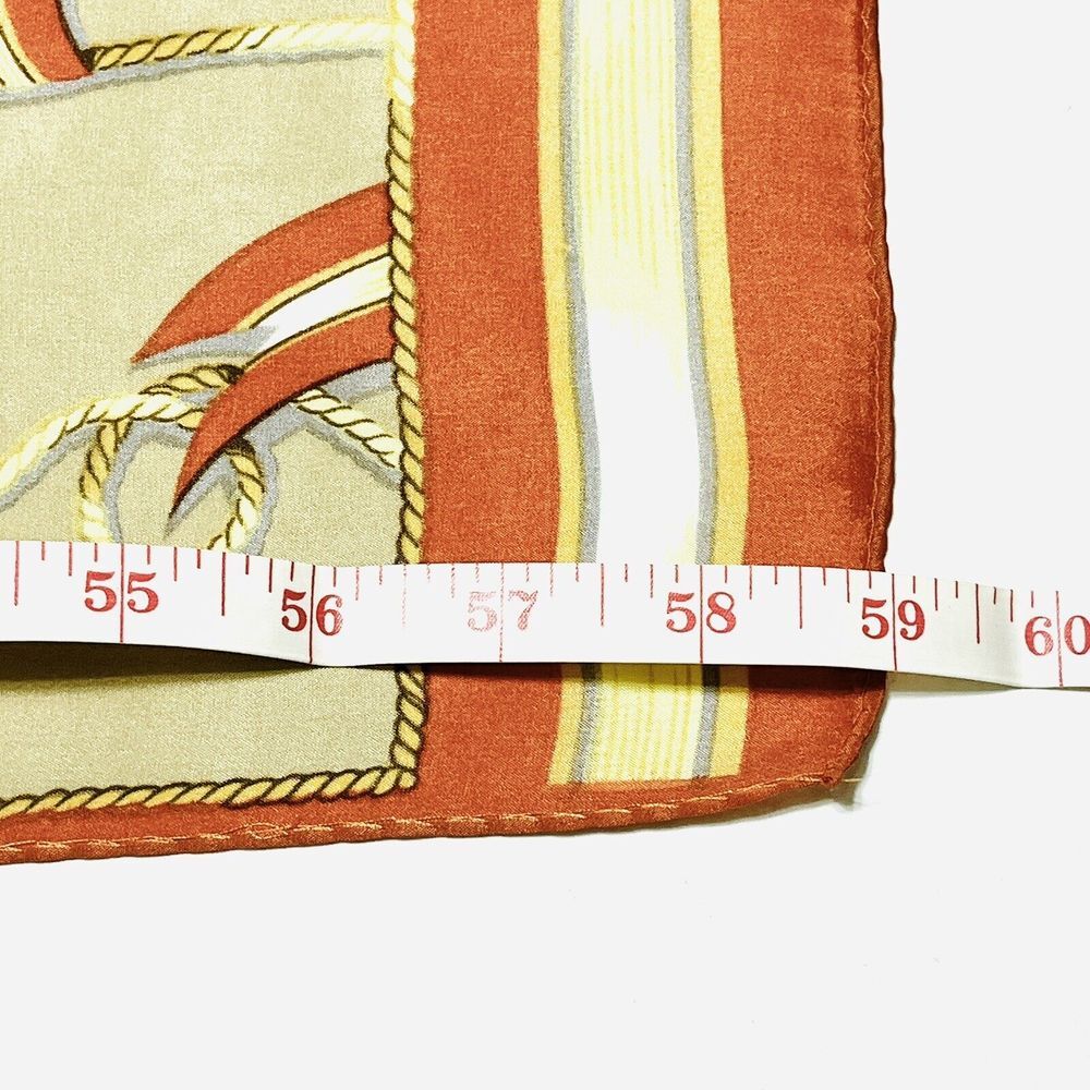 Nautical Oblong Scarf Burnt Orange Yellow Tan Flags Ropes - Picture 5 of 5